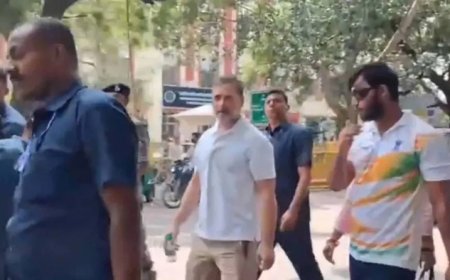 സിജെപി പ്രതിഷേധത്തിലെ പെല്ലറ്റ് ഗൺ ആക്രമണം; പോലീസ് സ്റ്റേഷനു മുന്നിൽ സമരവുമായി രാഹുൽ ഗാന്ധി